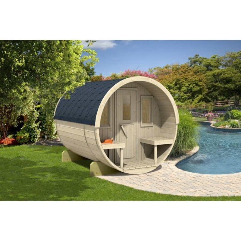  Sudová sauna 250 jedná se o venkovní finskou saunu, která nabízí i příjemné posezení na zastřešené verandě