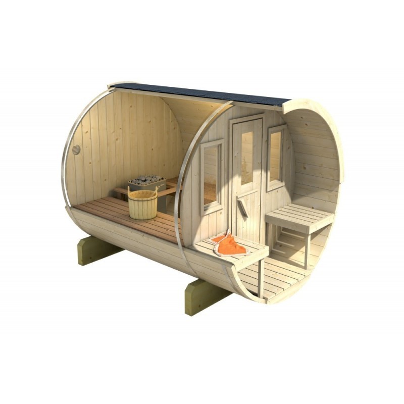 elegantní venkovní Sudová sauna 250 - průřez