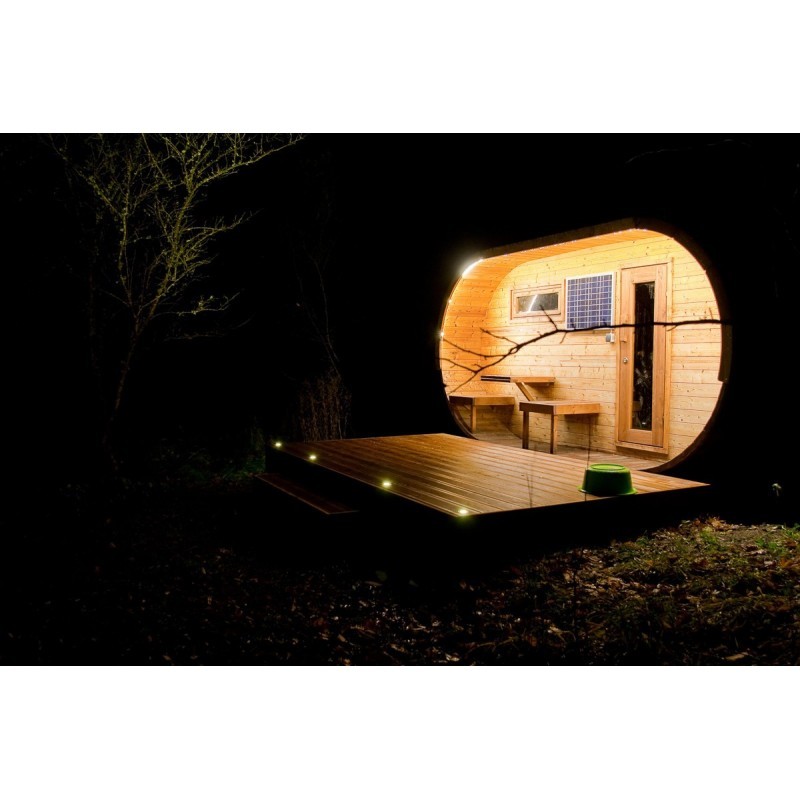 stylová oválná Sauna 400 Thermowood má 2 saunové lavice, šíře cca 520 mm