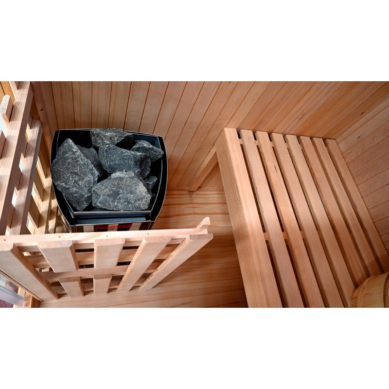 Finská sauna PERINNE 3 pro tři osoby kamna nejsou součástí sauny