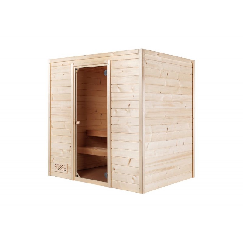 Sauna Hanscraft OULU HS2 pro 3 osoby krásná finská sauna z kvalitního dřeva, Dřevo je speciálně hoblované 